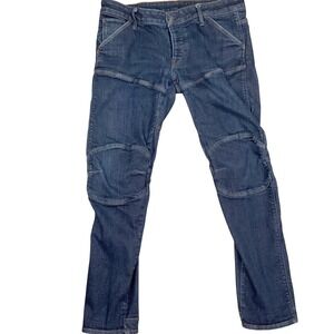 G-Star RAW 5620 Jeans 3D Mens 36W 32L Indigo Button Fly Slim Moto Articulated
